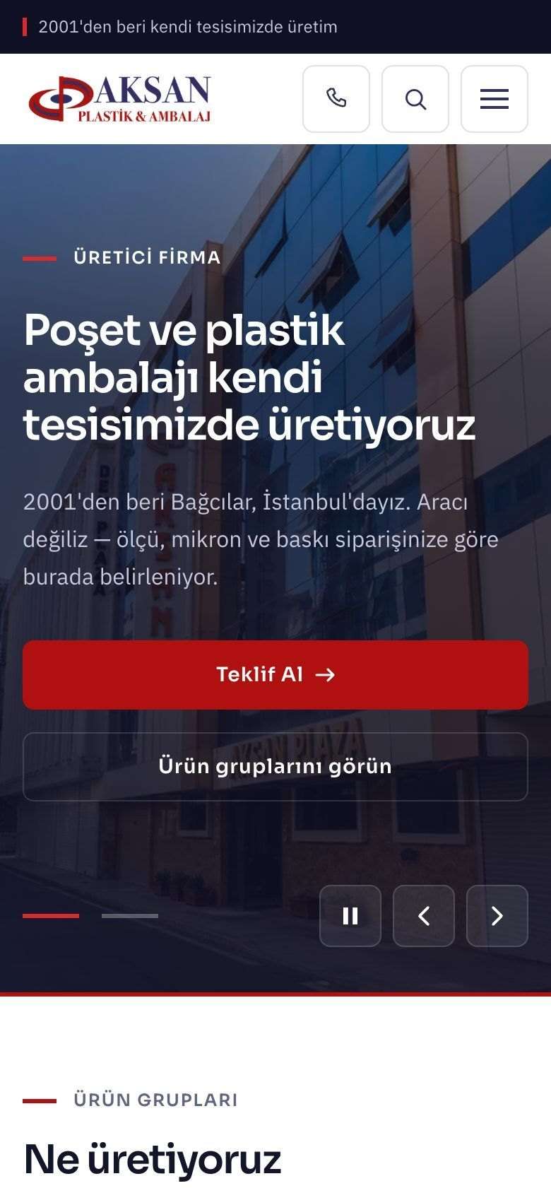 Aksan Ambalaj mobil ilk ekran