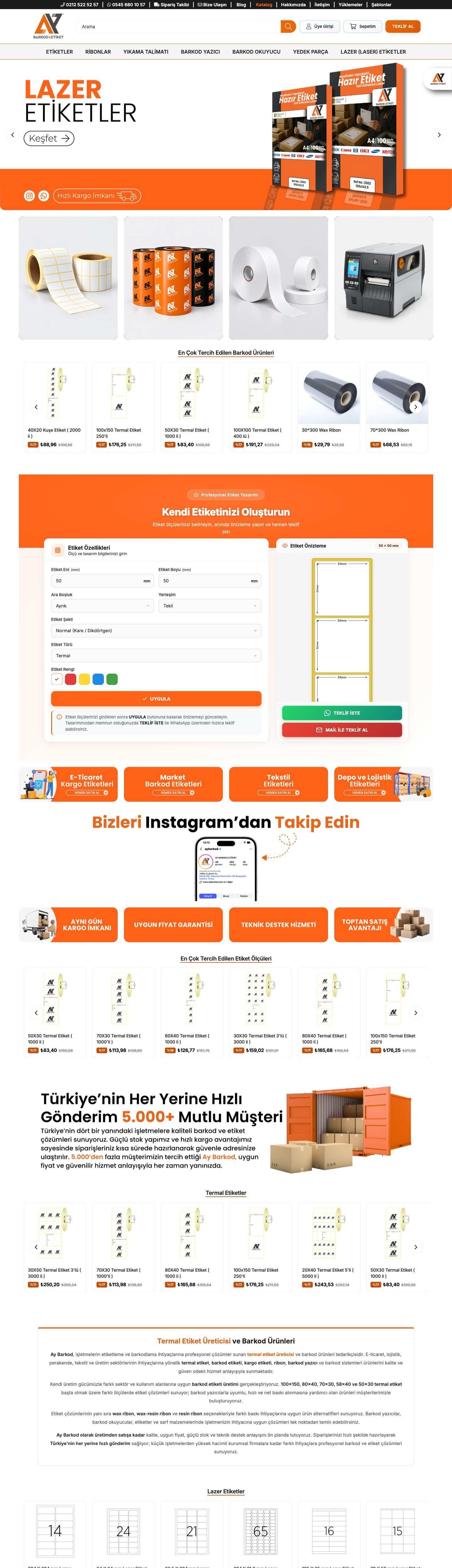 Ay Barkod web sitesi, masaüstü görünümü