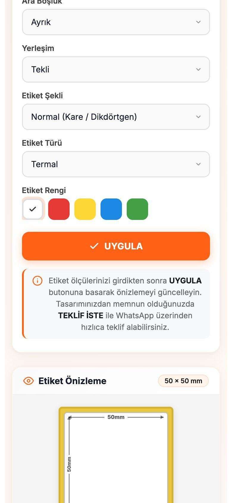 Ay Barkod mobil görünümünden bir bölüm