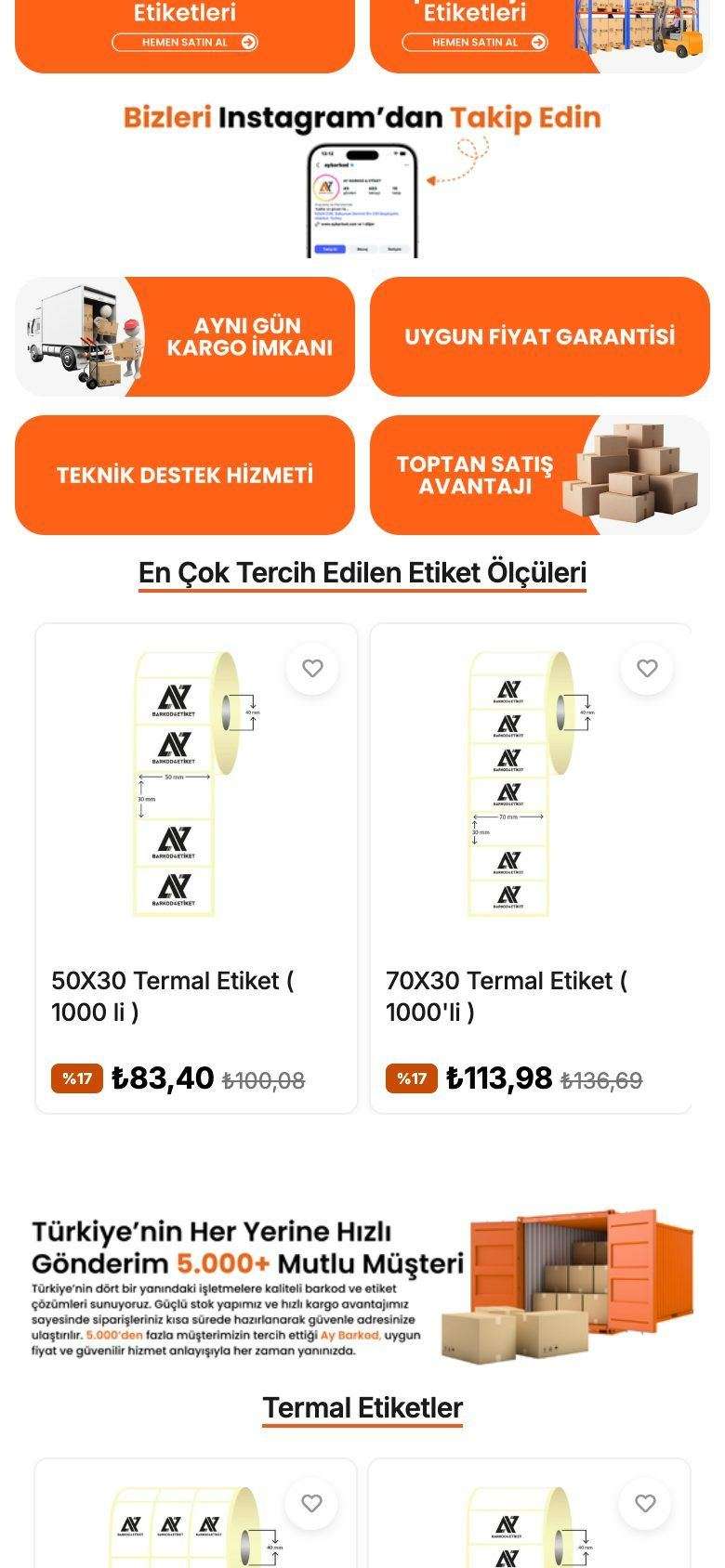 Ay Barkod mobil görünümünden bir bölüm