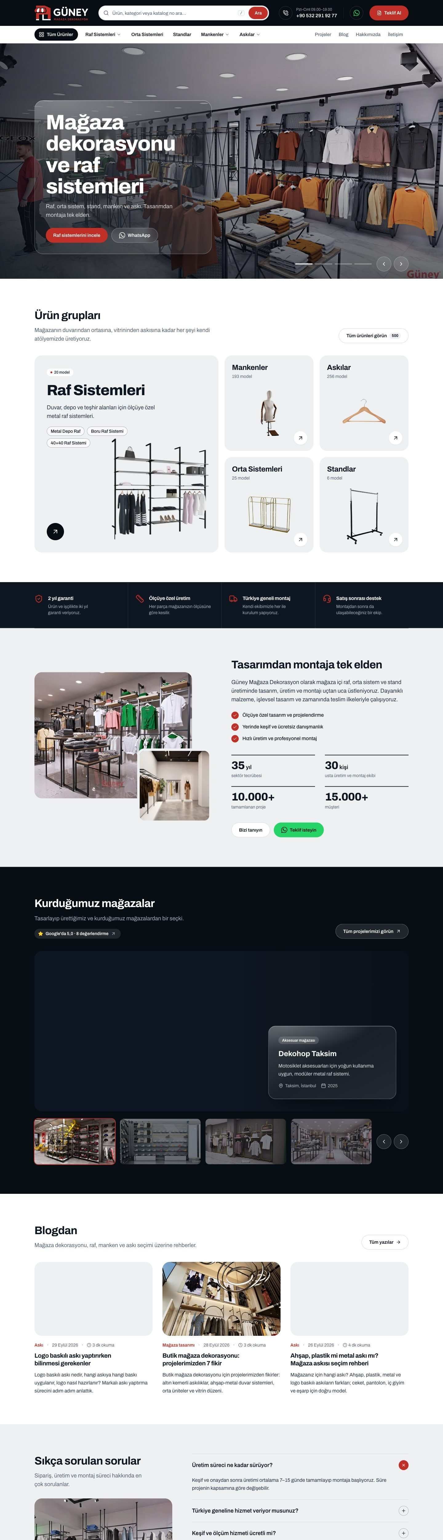 Güney Mağaza Dekorasyon web sitesi, masaüstü görünümü