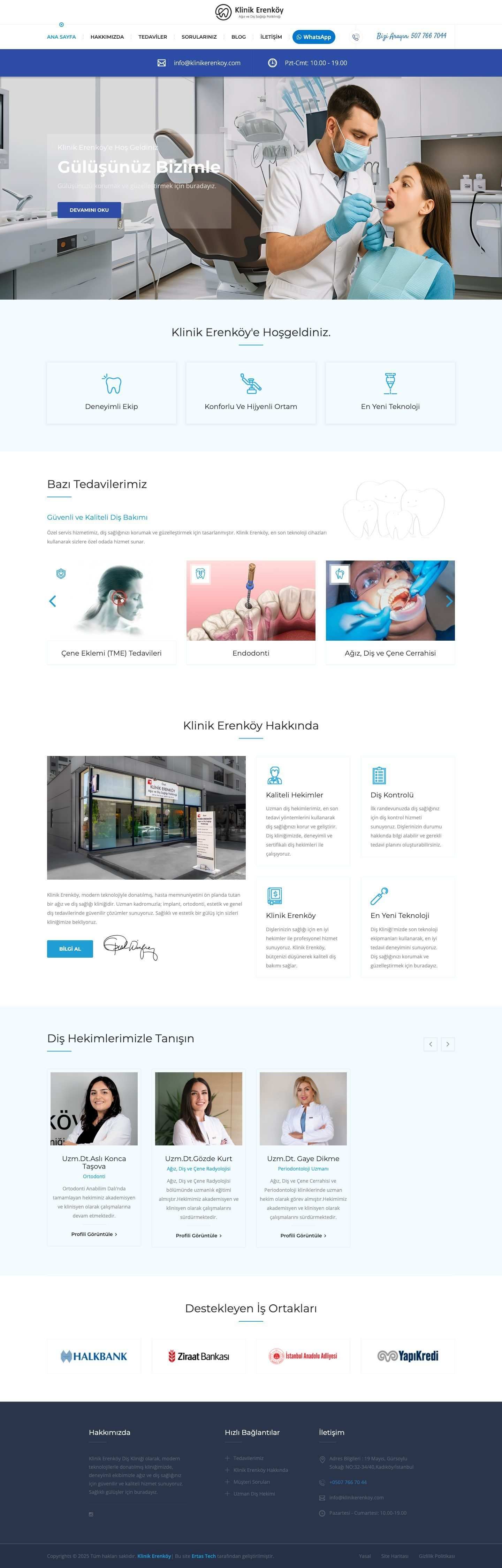 Klinik Erenköy web sitesi, masaüstü görünümü