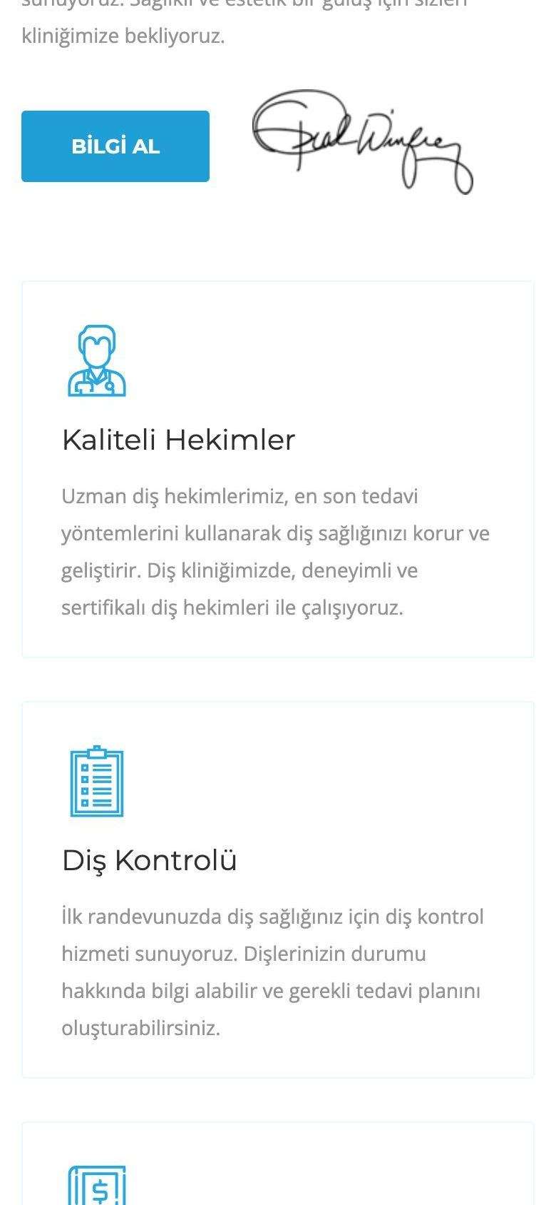 Klinik Erenköy mobil görünümünden bir bölüm