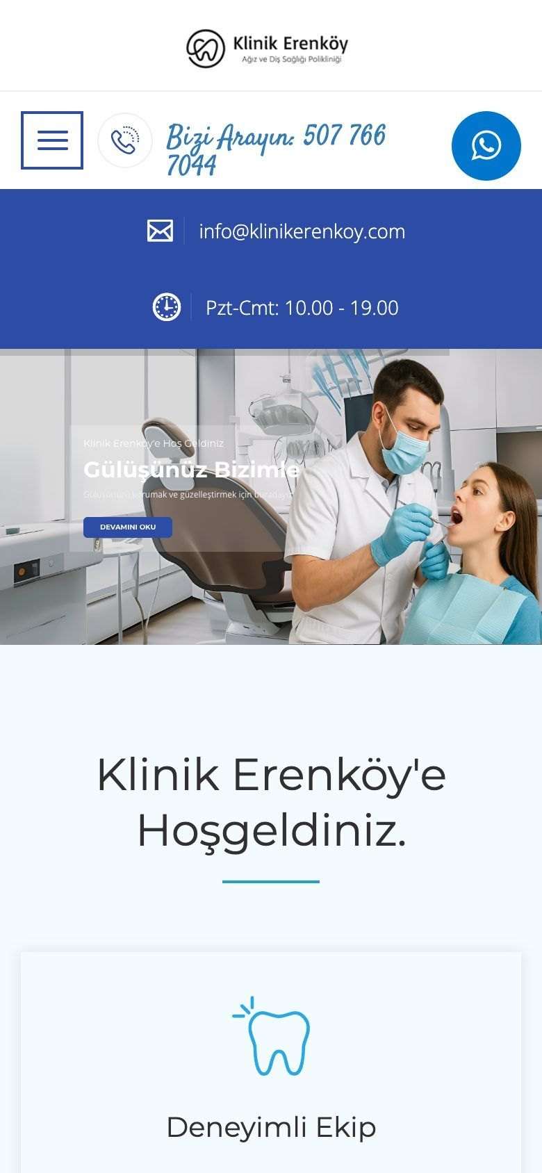 Klinik Erenköy mobil ilk ekran