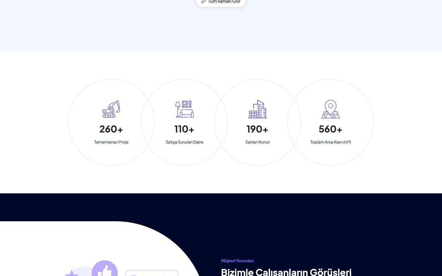 Megajet Emlak web sitesinden bir bölüm, masaüstü görünümü
