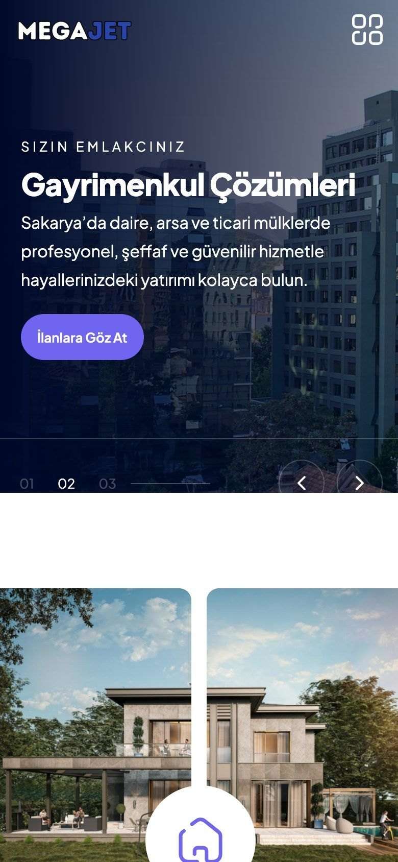 Megajet Emlak mobil ilk ekran