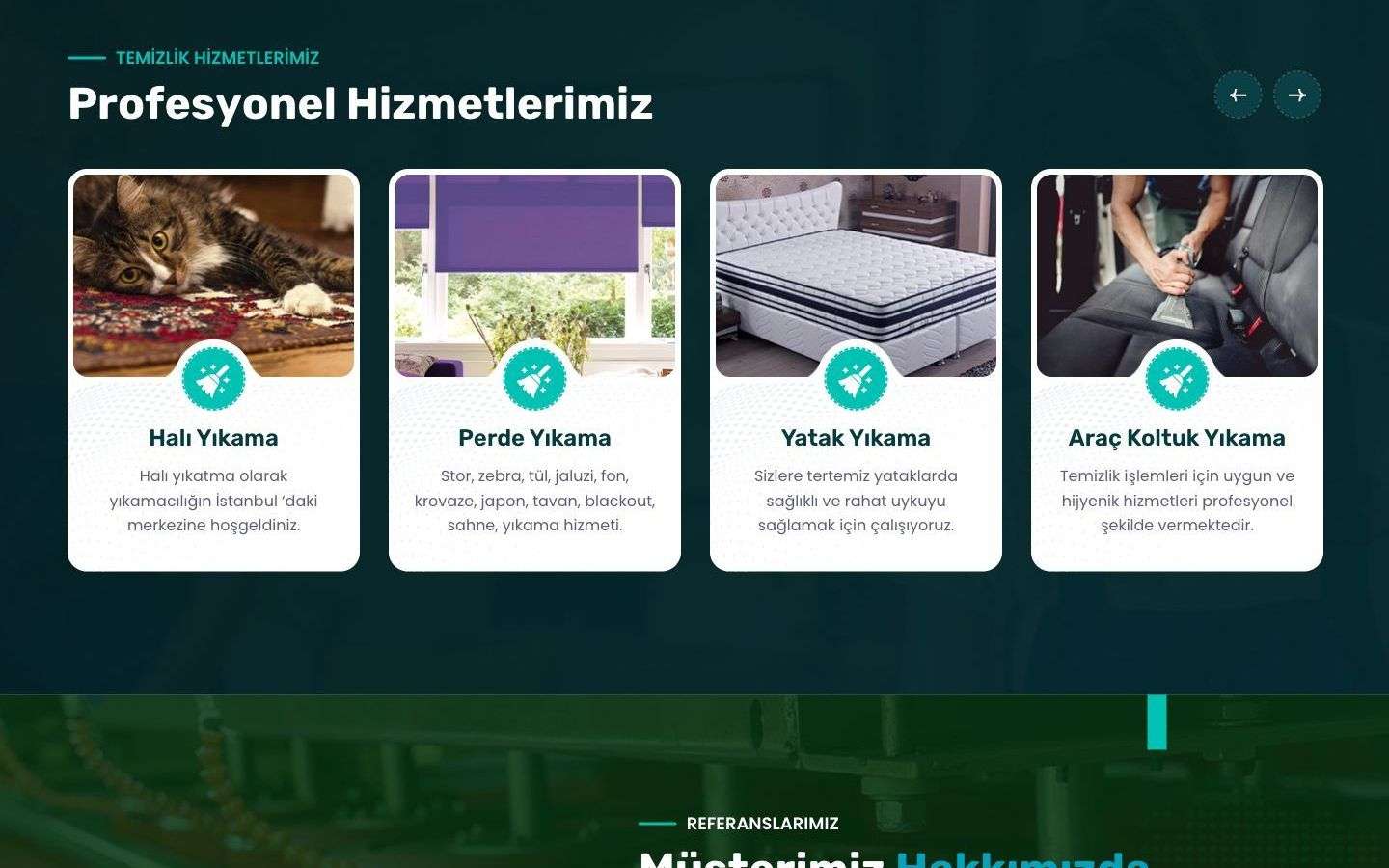 Uygunay Temizlik web sitesinden bir bölüm, masaüstü görünümü