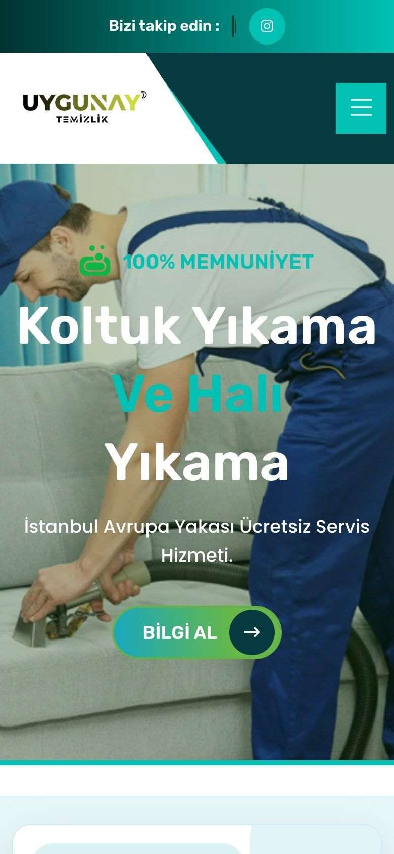 Uygunay Temizlik mobil ilk ekran